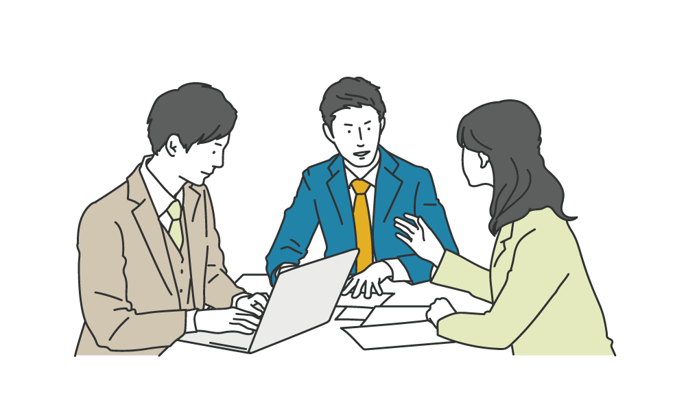 売却が難しい不動産について担当者へ相談するイラスト